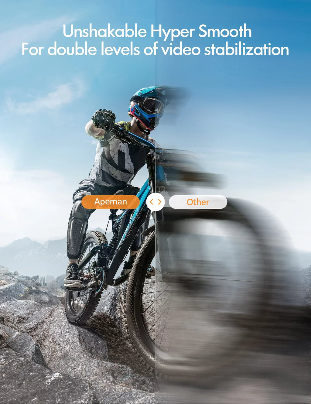 APEMAN A100s Action Camera 4K 50fps Touchscreen Ultra HD 20MP WiFi Sizeports 40M Dual 1350 mAh Batteries