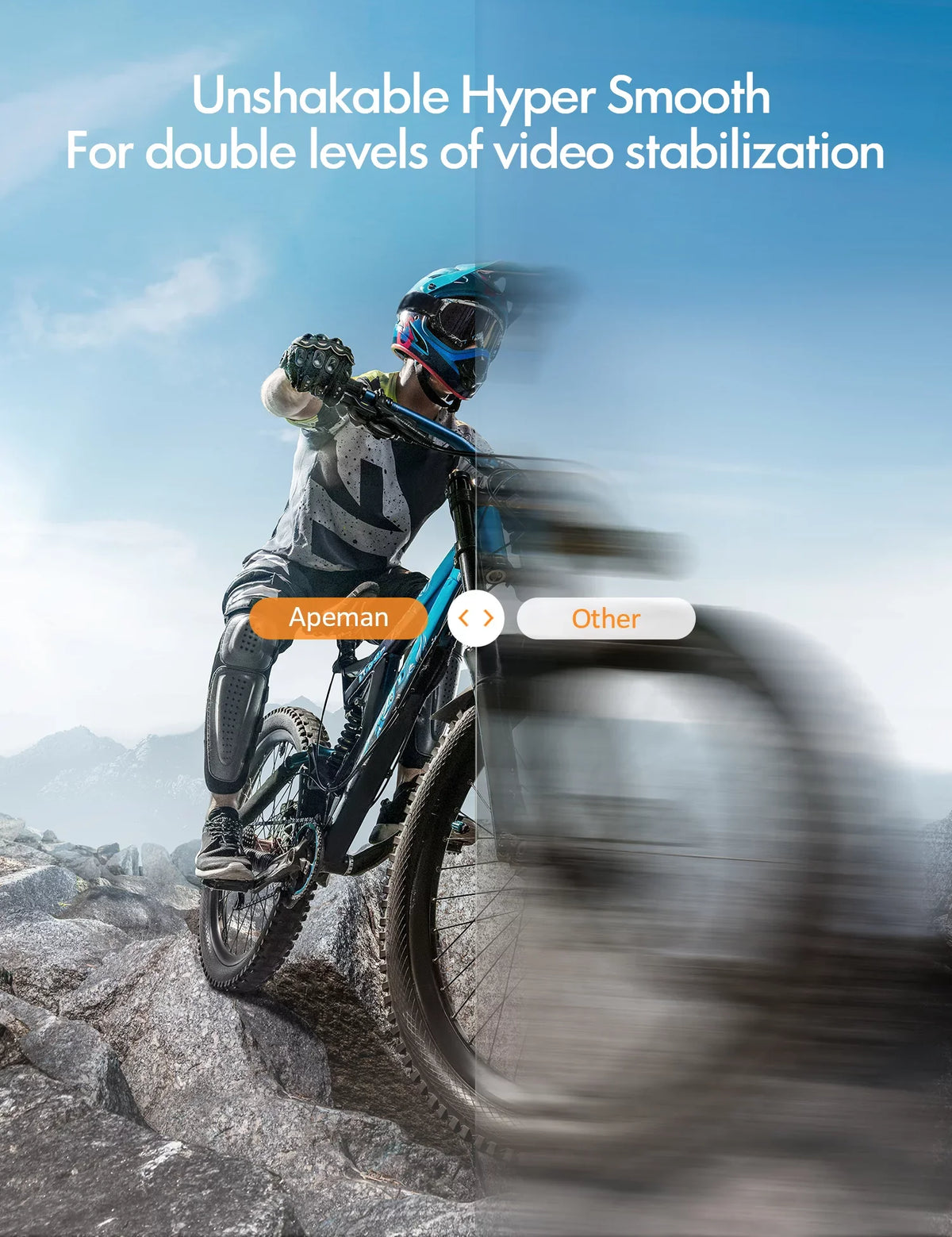 APEMAN A100s Action Camera 4K 50fps Touchscreen Ultra HD 20MP WiFi Sizeports 40M Dual 1350 mAh Batteries