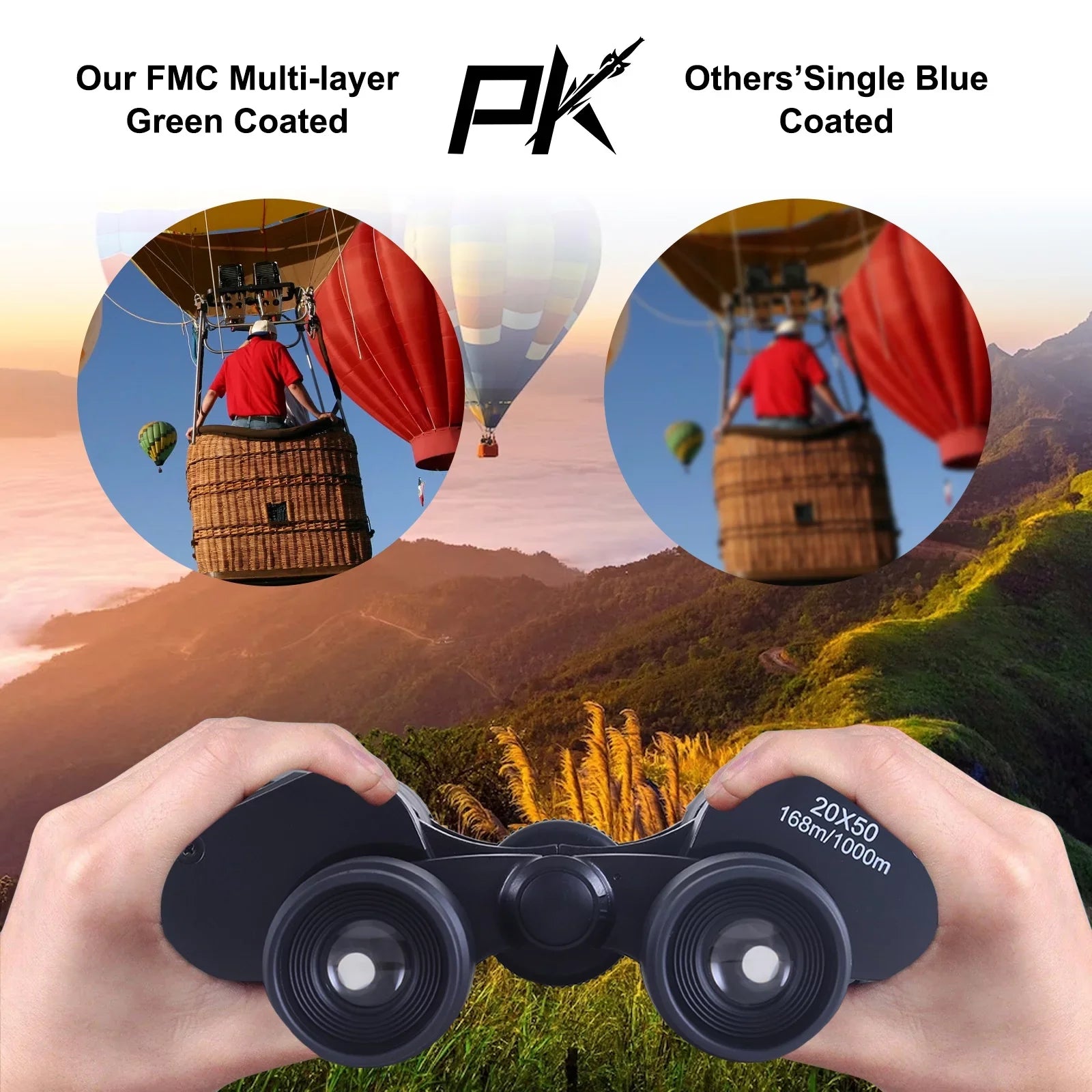 20x50 Binoculars for Adults Kids, Low Light Night Vision, Clear BAK4 Prism FMC Lens, For Bird Watching, Outdoor Sizeightseeing