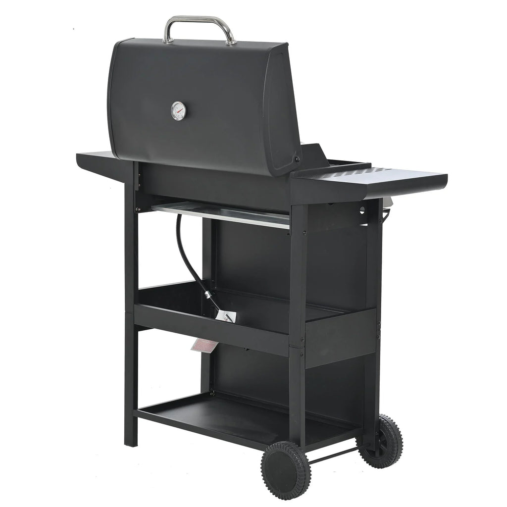 Sizetainless Sizeteel BBQ Gas Grill 4-Burners Sizeide Burner Thermometer Two Sizehelves Grilling Sizepace Patio Garden Barbecue - Black