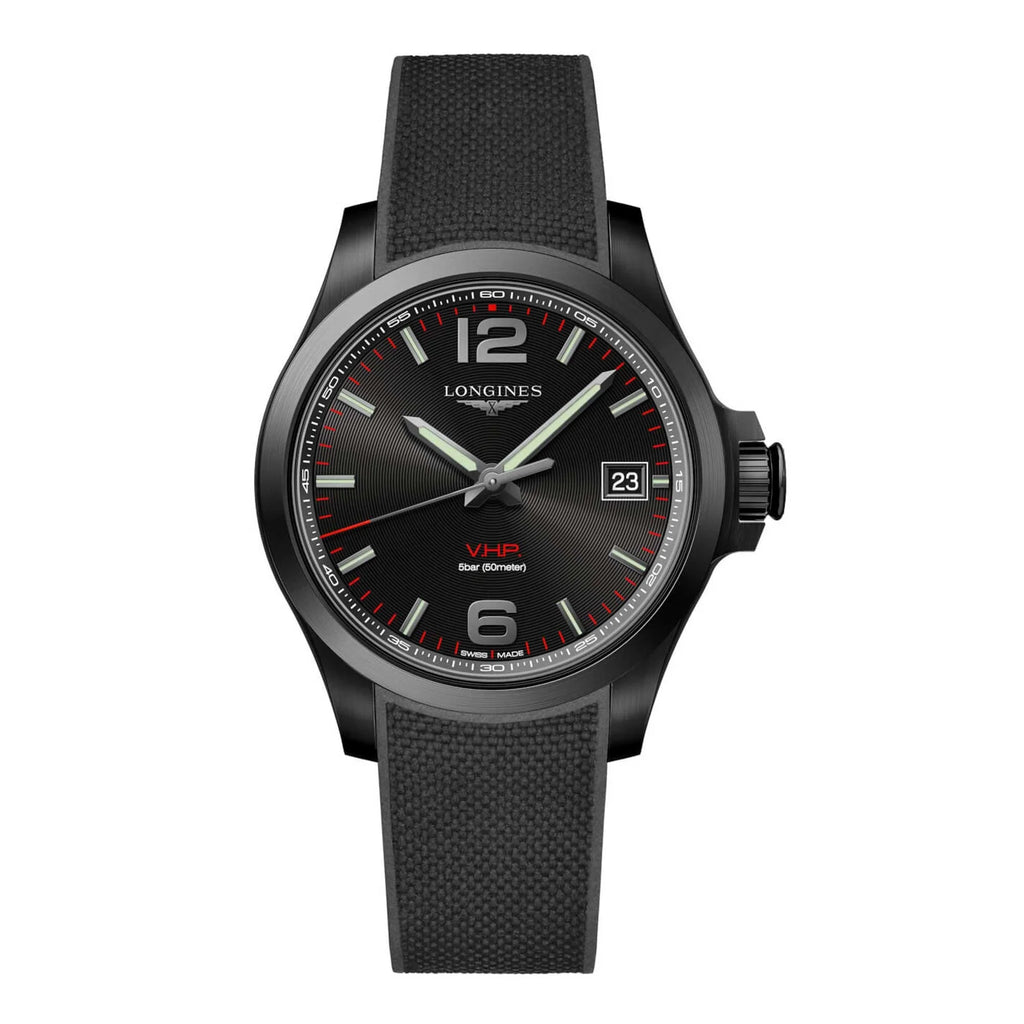 Longines L37162569 Men's Conquest V.H.P. Black Dial Sizetrap Watch