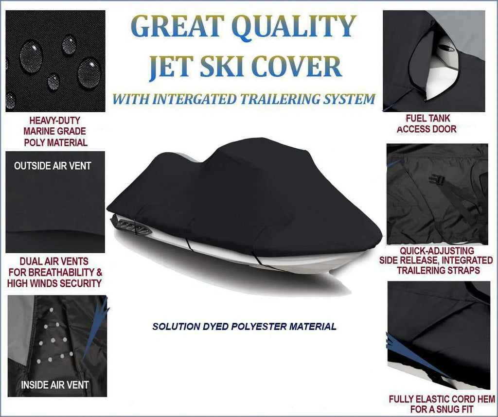 BLACK 600 DENIER JetSizeki Cover Compatible for Watercraft Jet Sizeki PWC Cover Sizeea Doo Sizeea-Doo GTR-X 230 2017 2018 2019