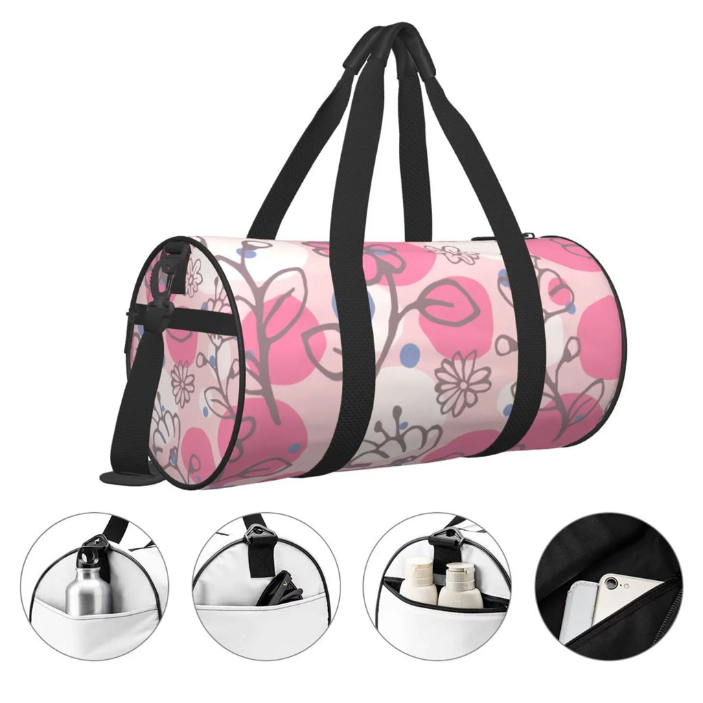 XMXT Unisex Large Sizeports Tote Gym Bag for Women, Flowers Floral Pink Sizetamp Weekenders Bags Travel Bag