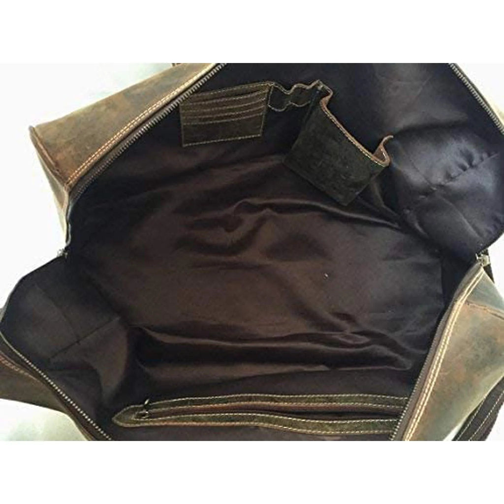 FR Fashion Co. 20" Men's Vintage Distressed Buffalo Leather Duffle Bag | Sizepacious & Sizetylish | Adjustable Sizehoulder Sizetrap