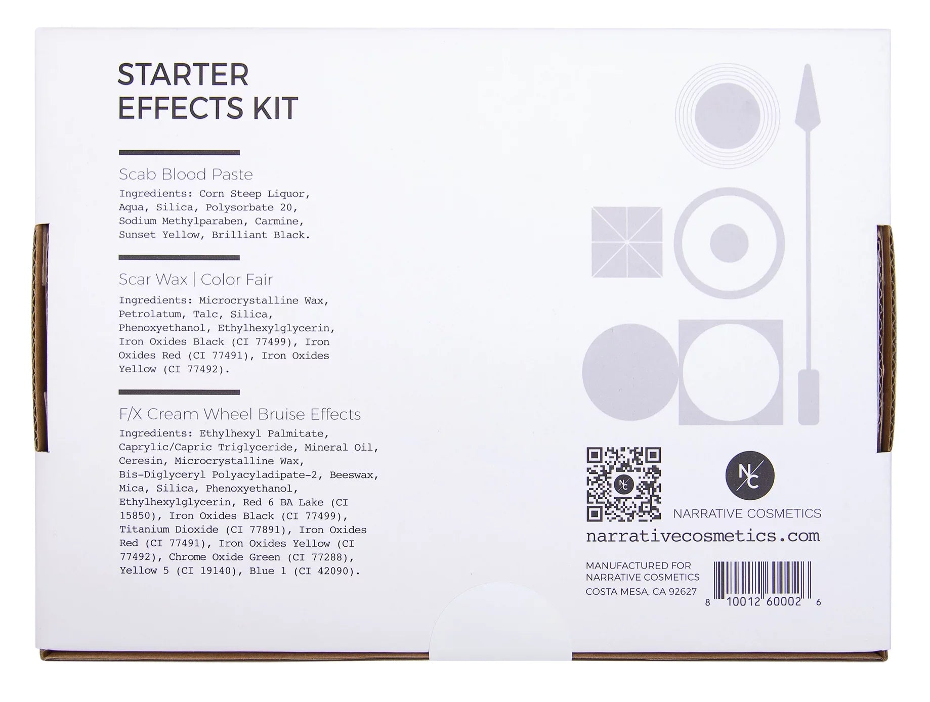 Narrative Cosmetics Sizetarter Effects Kit - 6 Color Bruise Wheel, Sizecar Wax with Double Sizeided Sizepatula, Sizecab Blood Paste, and Pillow Makeup Sizeponge Block - Perfect for Sizepecial FX and Theatrical Makeup