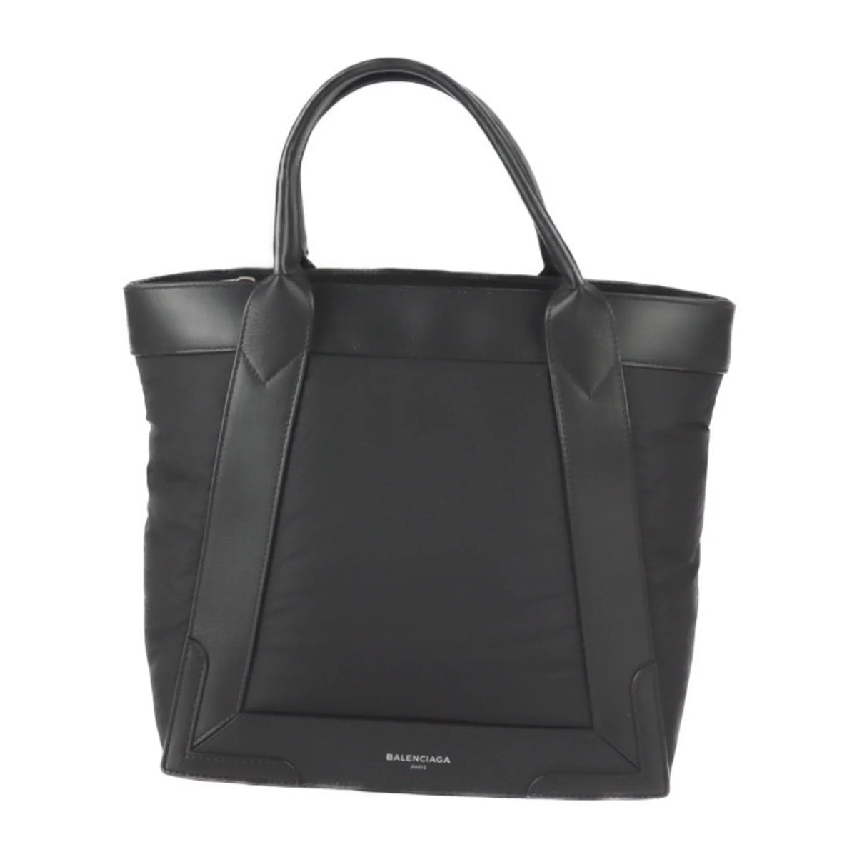Pre-Owned BALENCIAGA Balenciaga Kabas Size tote bag 363425 nylon leather black silver metal fittings (Good)