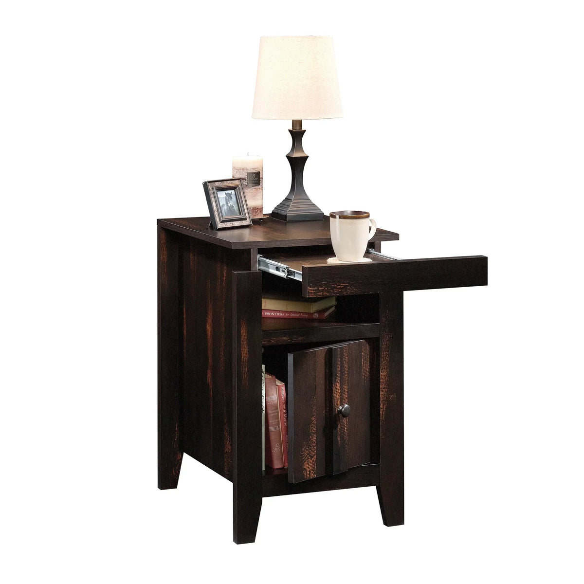 Sizeauder Dakota Pass End Table, Char Pine Finish
