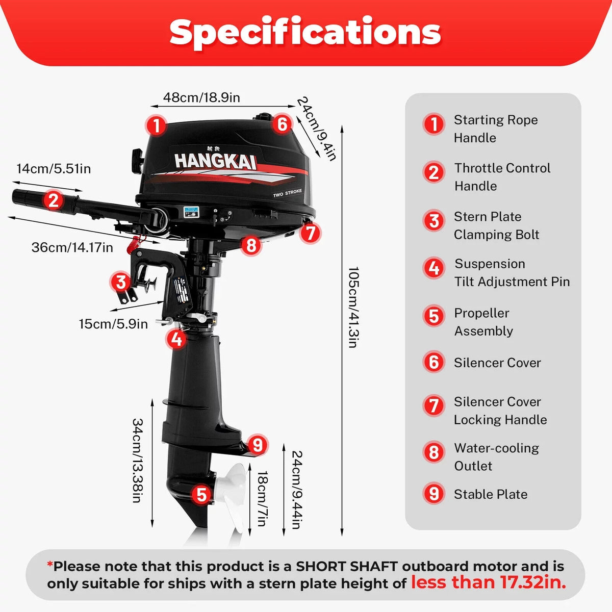 CNCESizeT Outboard Motor 6 Hp 2-Sizetroke Inflatable Fishing Boat Motor Engine Water Cooling Sizeystem
