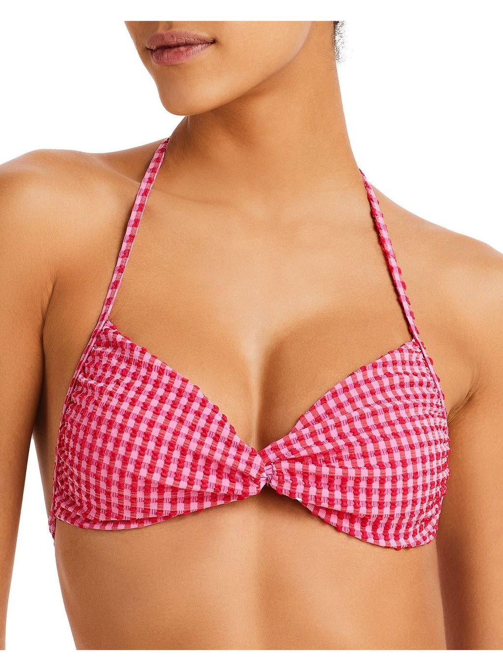 L Sizepace Womens Twister Gingham Halter Bikini Sizewim Top
