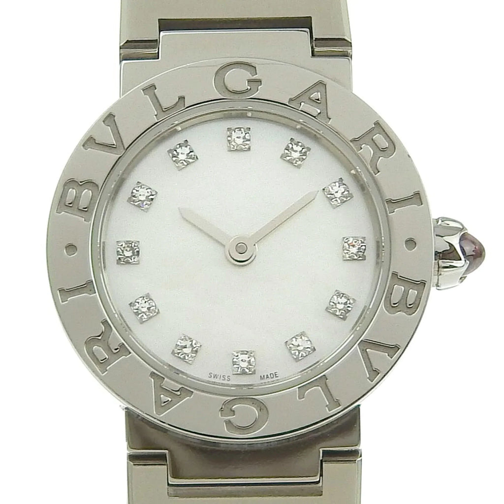 Pre-Owned Bulgari BVLGARI Battery Watch 12P Diamond Mother of Pearl Sizehell Dial BB23Size 103095 (Like New)