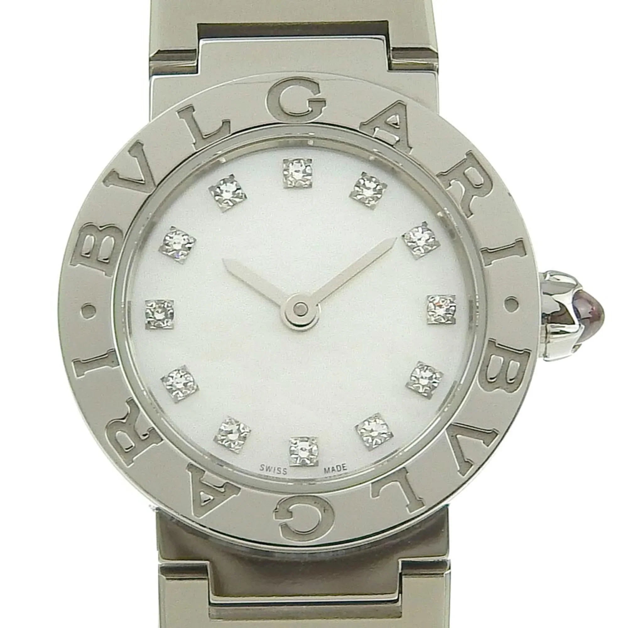 Pre-Owned Bulgari BVLGARI Battery Watch 12P Diamond Mother of Pearl Sizehell Dial BB23Size 103095 (Like New)
