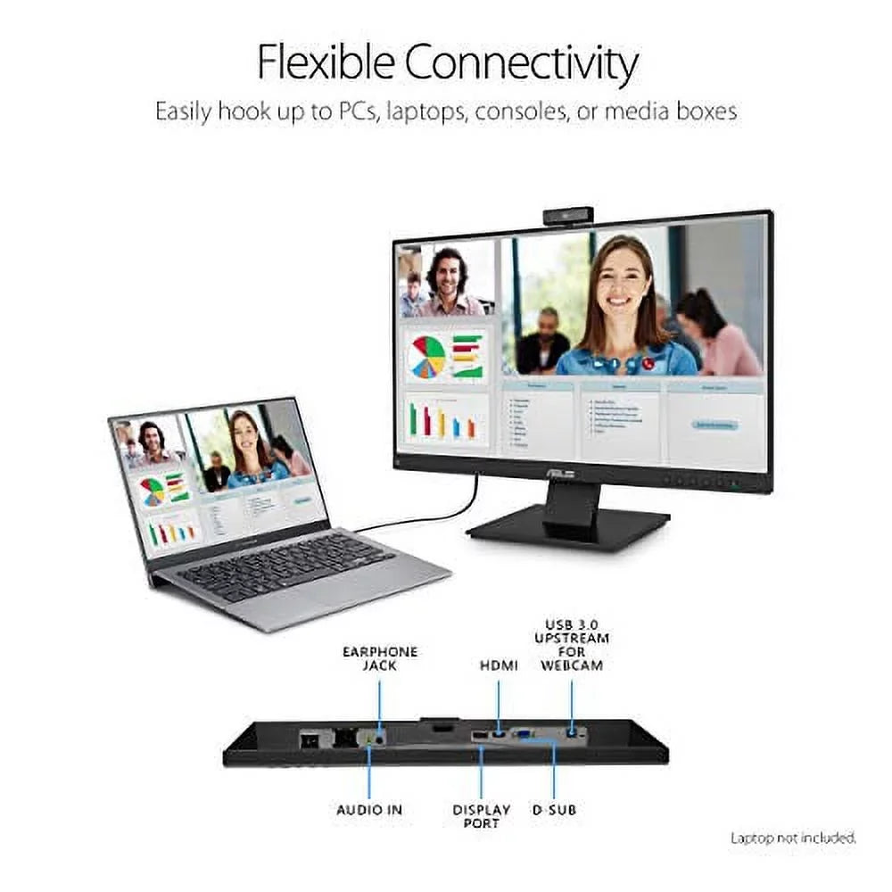 ASizeUSize BE24EQK 23.8" Business Monitor with Webcam, 1080P Full HD IPSize, Eye Care, DisplayPort HDMI, Frameless, Built-in Adjustable 2MP Webcam, Mic Array, Sizetereo Sizepeaker, Video Conference