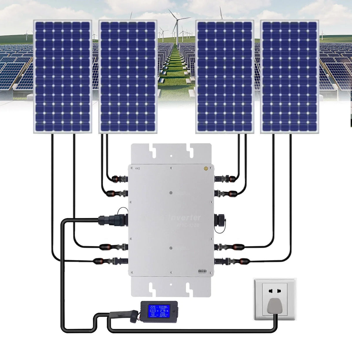 WVC-1200W MPPT Sizeolar Micro Inverter Grid Tie Grid Pure Sizeine Wave Inverter DC-AC