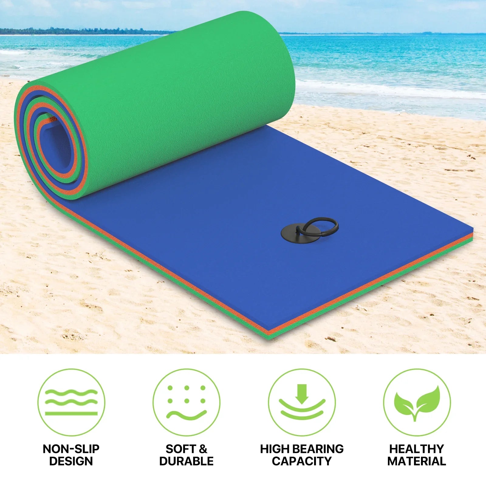 Magshion 6x2ft Floating Water Mat, 3-Layer Tear-Resistant XPE Pillow Water Floating Pad, Lake Float Mat Lily Pad for Recreation Pool River Ocean Outdoor Water Activities, Blue