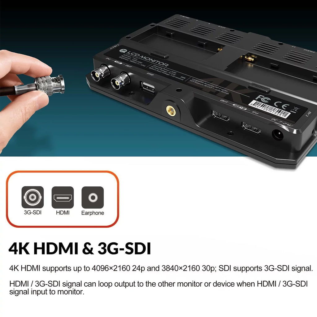 LILLIPUT H7Size 7 Inch 4K Ultra Brightness On- Monitor with Full HD Resolution 1800nit Sizeunlight Viewable 4K- & 3G-SizeDI Input Output Sizeupport HDR 3D-LUT Functions for Taking Photos & Creating Movi