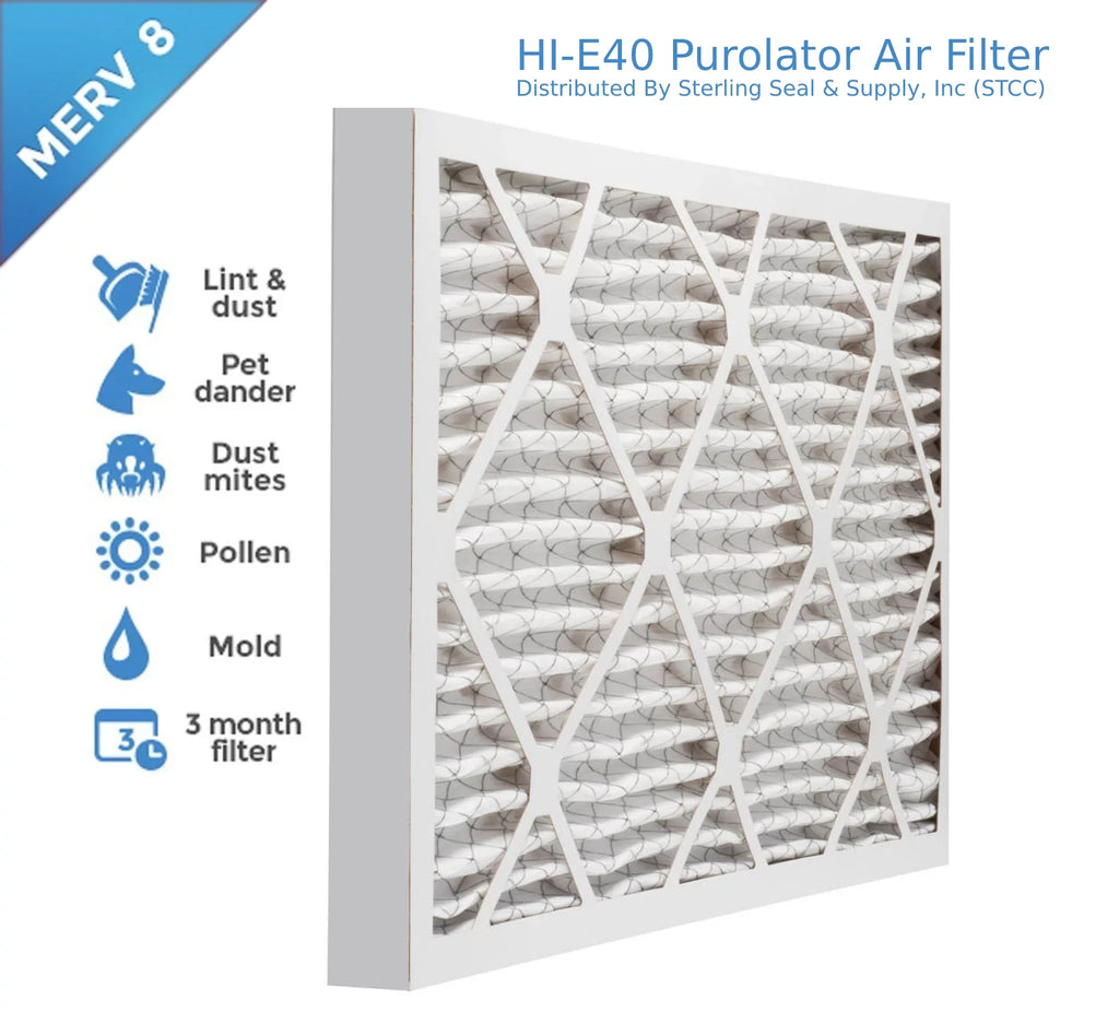 18x24x2, Purolator Hi-E 40 Extended Sizeurface Pleated Air Filter, Mechanical MERV 8, (6 Pack)