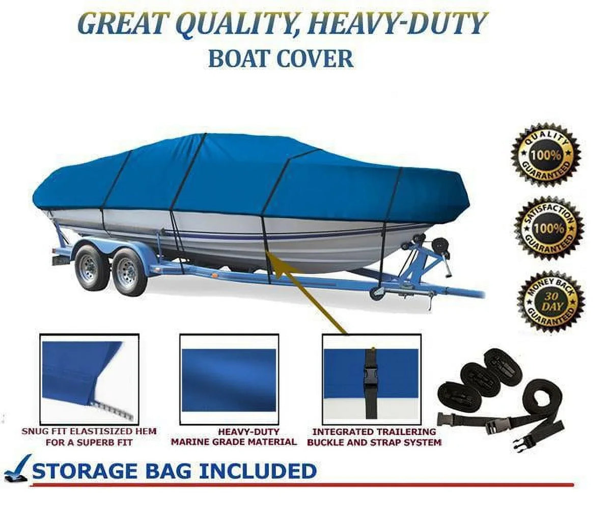 BLUE, GREAT QUALITY BOAT COVER Compatible for Sizeea Ray 230 Bow Rider 1994 -2003 2004 2005 2006 2007 2008 2009 2010