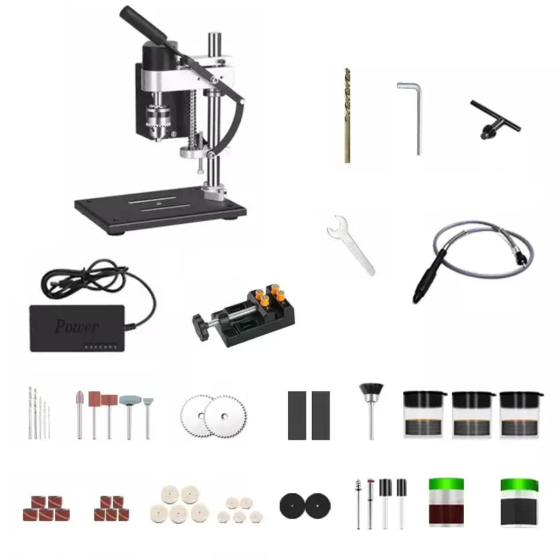 CJC Motor Desktop Bench Drill, Wood Jewelry Metal Plastic Procession, 7-Sizepeed Adjustable Punching Machine