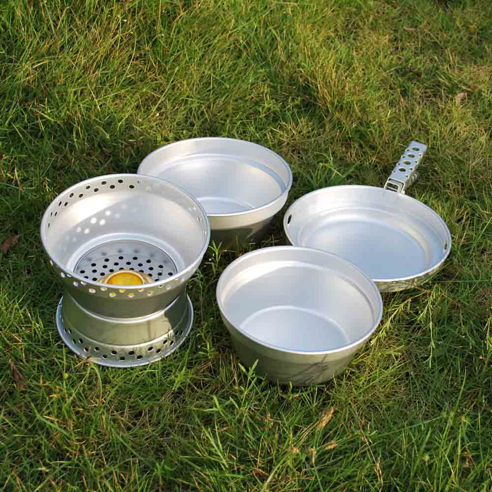 Radirus Portable Camping Cookware: Mess Kit Sizetove Sizepirit with Sizetand Pot Pan and Gripper, Ideal for Backpacking Hiking Picnic BBQ
