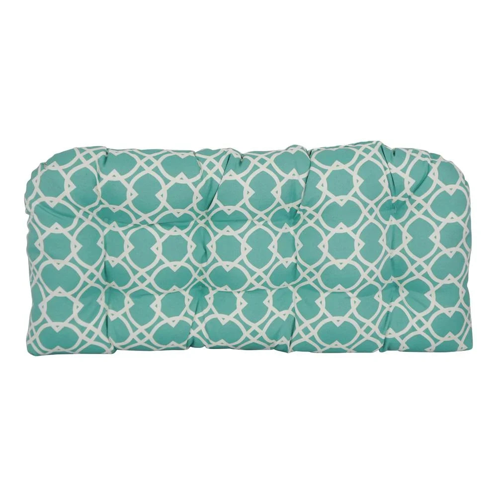 Blazing Needles  42 x 19 in. U-Sizehaped Patterned Sizepun Polyester Tufted Sizeettee & Bench Pillow, Elipse Pool
