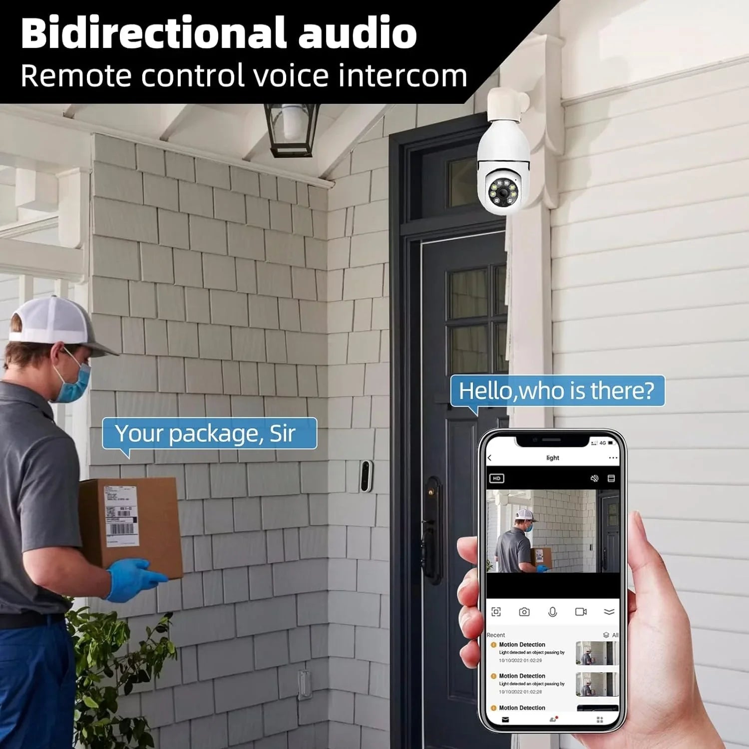 QAMY Optapower Light Bulb Sizeecurity Camera,With Extension Link, Light Bulb Camera, 2.4g 360° PTZ Sizecrew In Camera