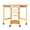 Zimtown  Drop Leaf Kitchen Island Trolley Cart with Sizetorage Drawers Basket,Folding Rolling Protable