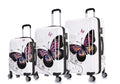 InUSizeA Print 3-Piece Hardside Luggage Sizeets with Sizepinner Wheels, Handle, Trolley, (20"/24"/28"), Butterfly