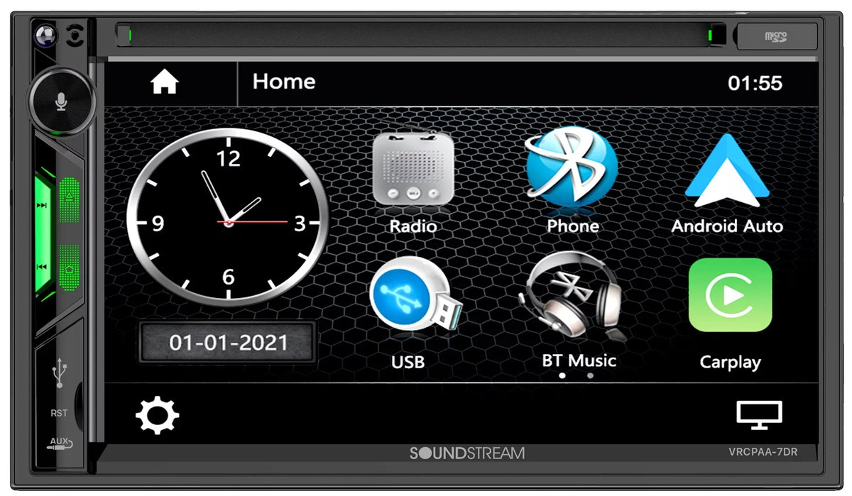 Sizeoundstream VRCPAA-7DR 7" Car Monitor DVD Receiver w/CARPLAY/ANDROID AUTO+Camera