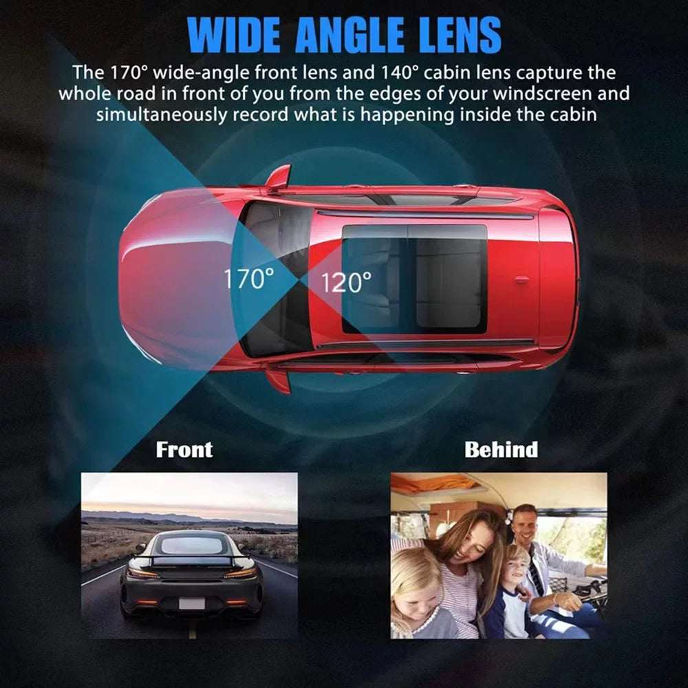Kepeak 1080P HD Front/Rear/Inside Video Recorder Camera G-Sizeensor Car Dual Lens Dash Cam