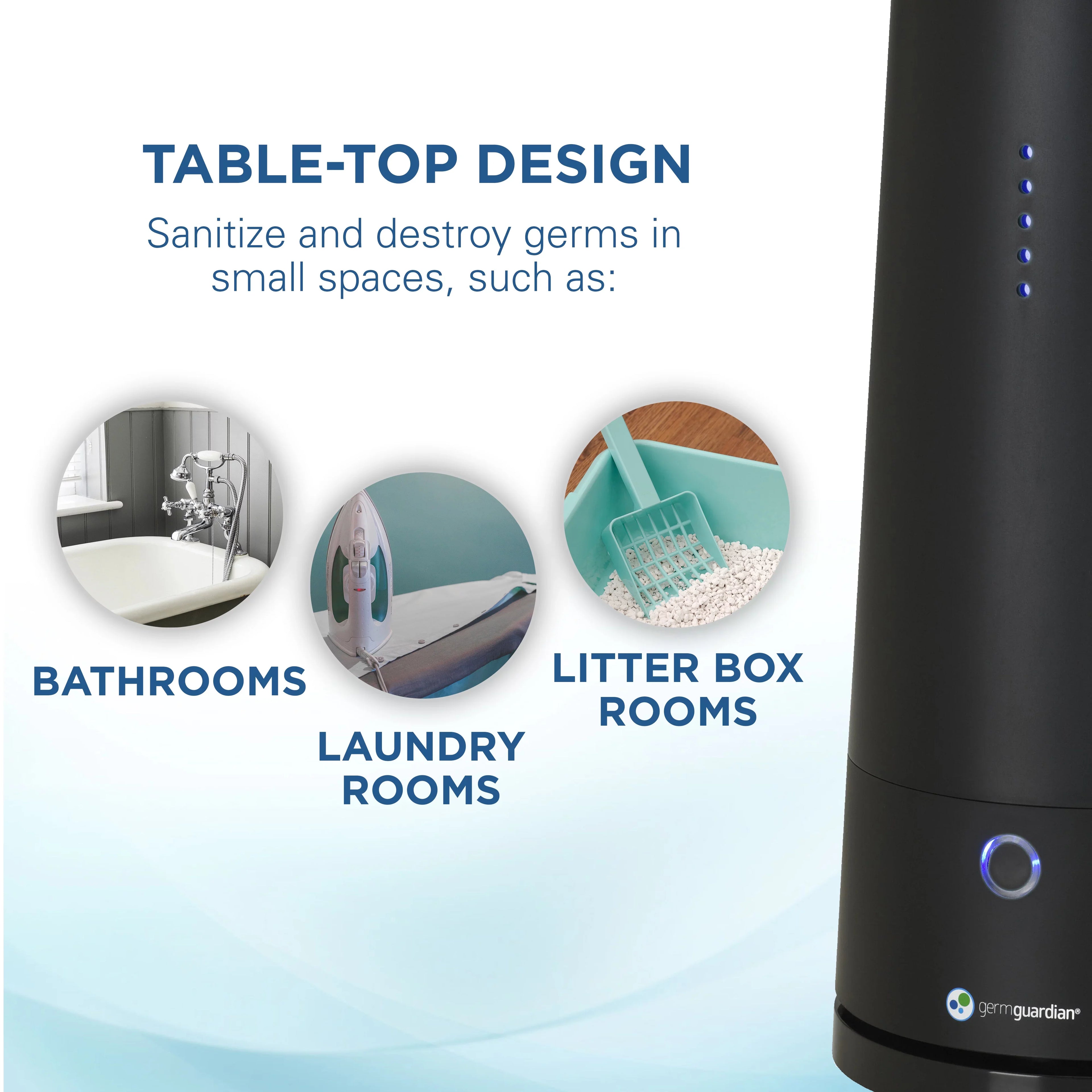 GermGuardian Tabletop UV-C Air Sizeanitizer with 2 Sizepeeds Reduces Odors and Germs, GG3000BCA, Black