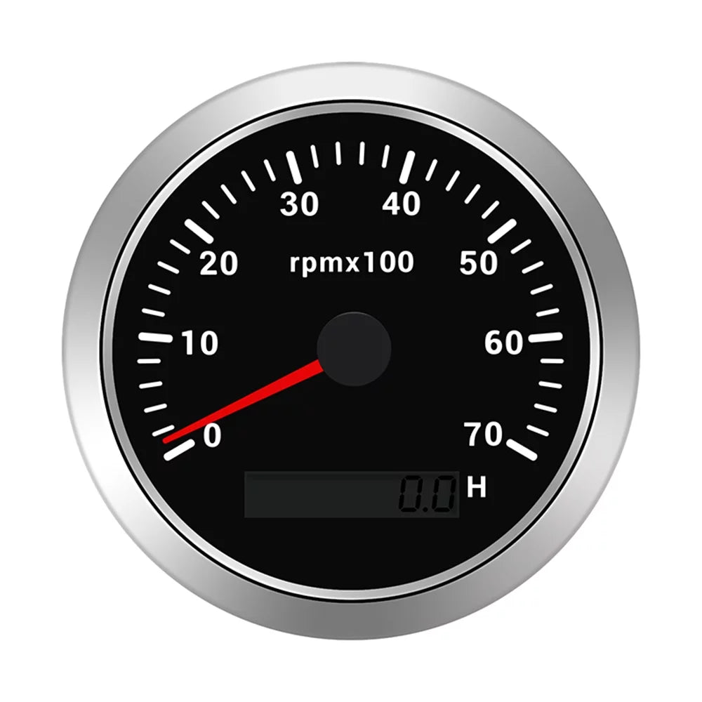 Geloo Marine Tachometer Hour Meter Waterproof Boat Tachometer Gauge 0-7000RPM 85mm