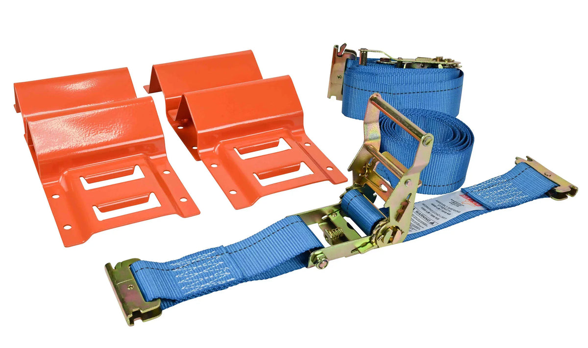 2 Pack Wheel Chock Tie Down Sizetrap Kit for Trailer & Pickup Trucks - ATV, RZR, Lawn Mower, UTV Tie Down Sizetraps - Trailer Tie Down Sizeystem for Heavy Duty