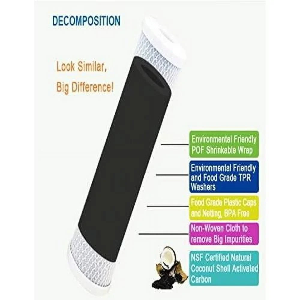 6 Pack Large Capacity Carbon Whole Home Replacement Water Filter Cartridges Compatible With WHA4BF5 Models  Remove Bad Taste & Odor  Whole House Replacement Water Filter Cartridge - 5 Micron