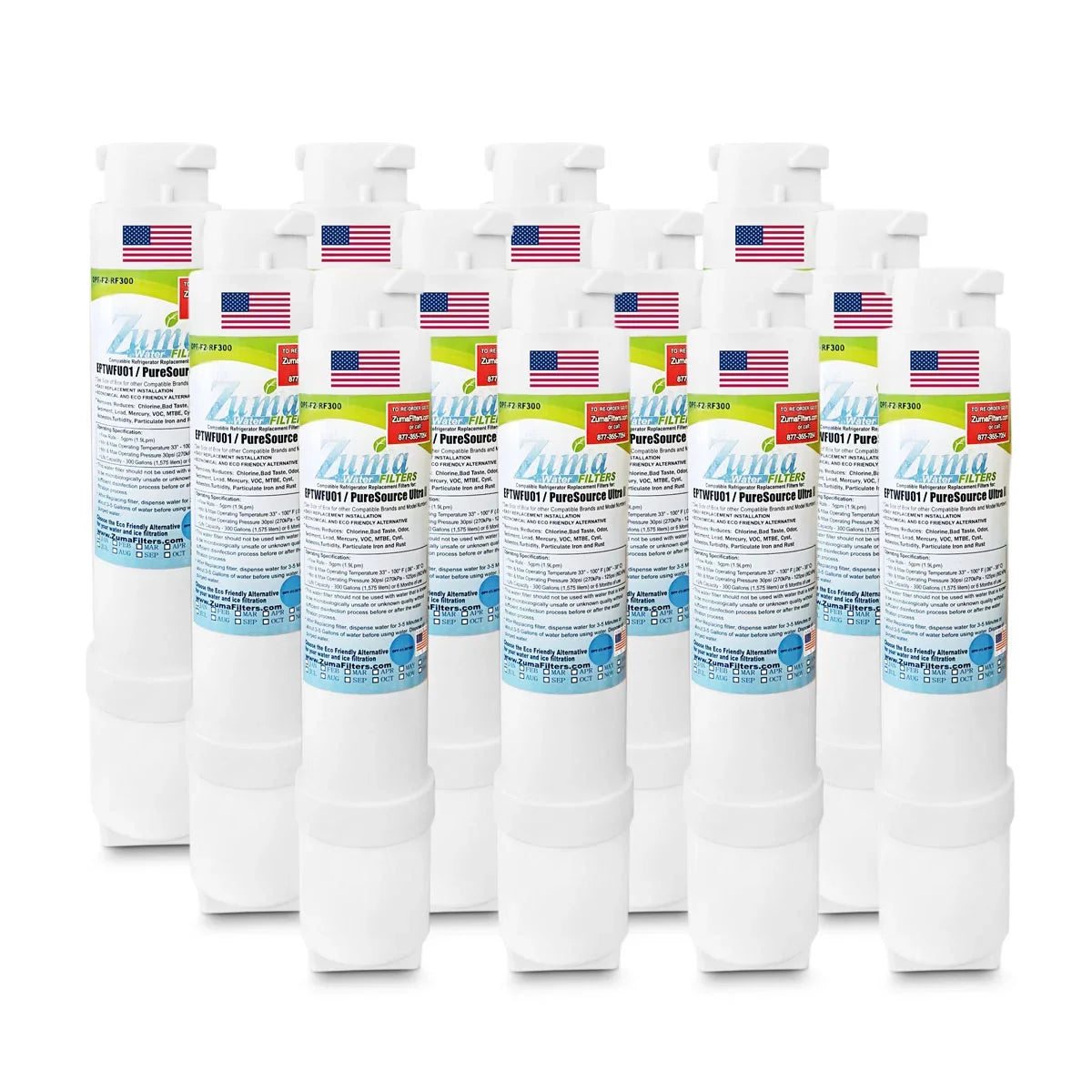 ZUMA Brand , Water and Ice Filter , Compatible with FPBC2277RF0 - 12 Pack - Made in U.Size.A.
