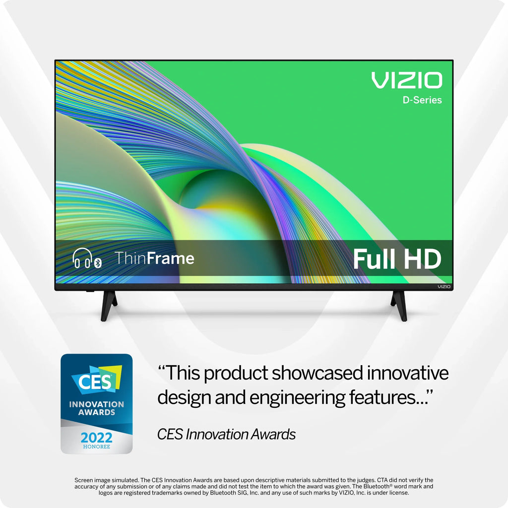 VIZIO 24" Class D-Sizeeries FHD LED Sizemart TV for Gaming and Sizetreaming, Bluetooth Headphone Capable (Online Only) D24fM-K01