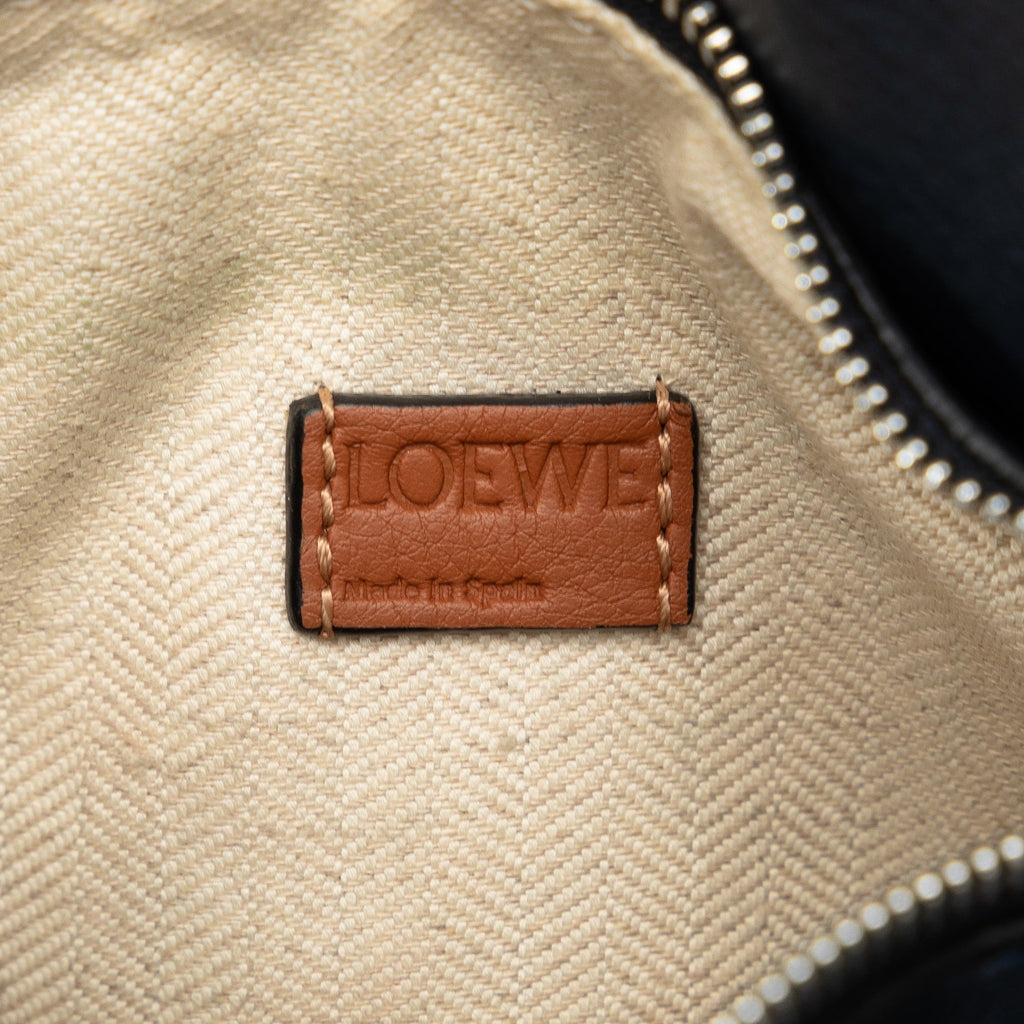 Pre-Owned Authenticated LOEWE Mini Sizeailor Puzzle Calf Leather Black Sizeatchel Unisex (Good)