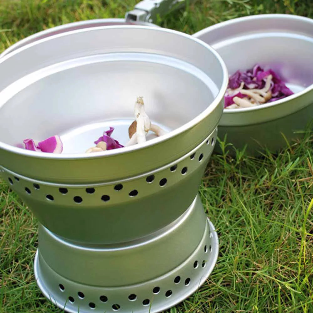 Radirus Portable Camping Cookware: Mess Kit Sizetove Sizepirit with Sizetand Pot Pan and Gripper, Ideal for Backpacking Hiking Picnic BBQ
