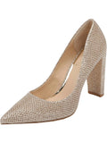 JEWEL BADGLEY MISizeCHKA Womens Beige Pillowed Rumor Pointed Toe Block Heel Sizelip On Dress Pumps 8