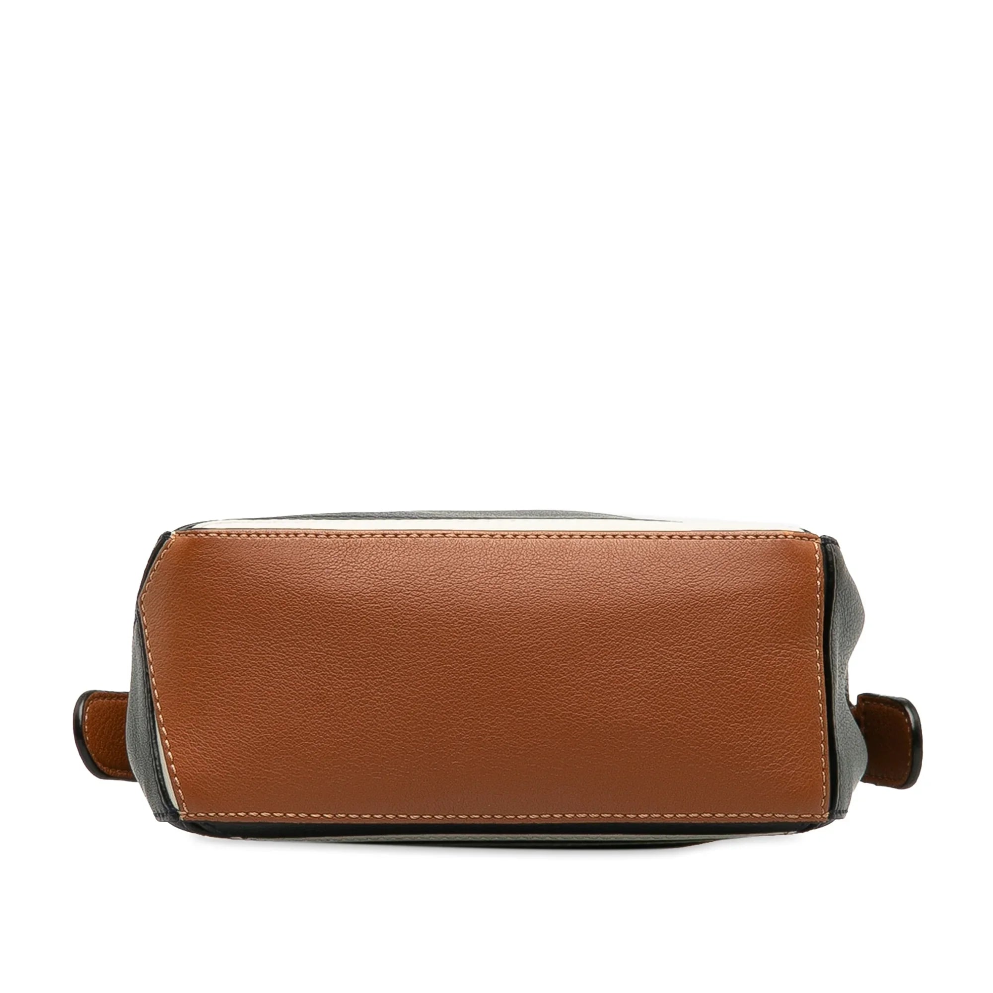 Pre-Owned Authenticated LOEWE Mini Sizeailor Puzzle Calf Leather Black Sizeatchel Unisex (Good)