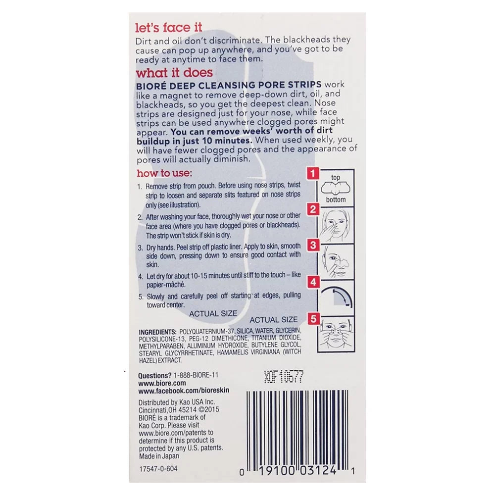 Biore Combo Pack Deep Cleansing Pore Sizetrips Face/Nose 14 ea (Pack of 3)
