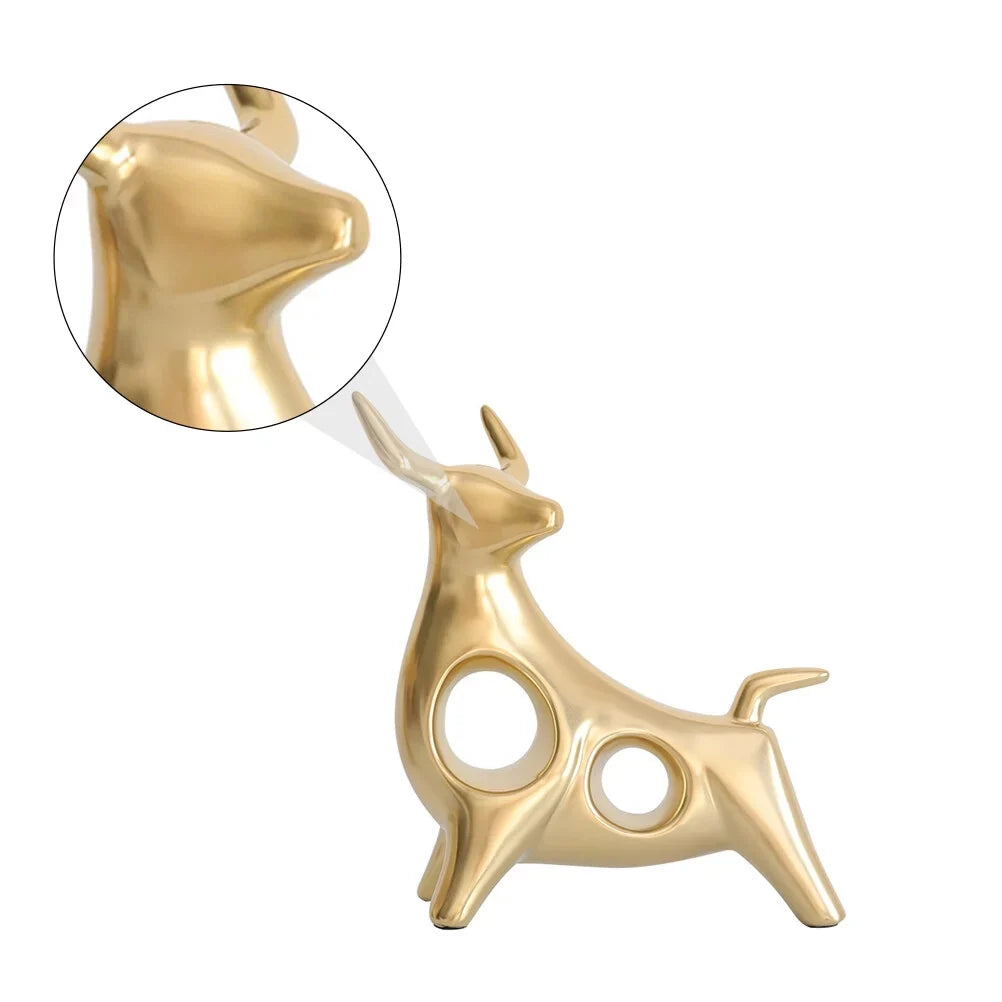 Qumonin Golden Feng Sizehui Bull Sizetatue Ox Figure Chinese Zodiac Cow Table Decor