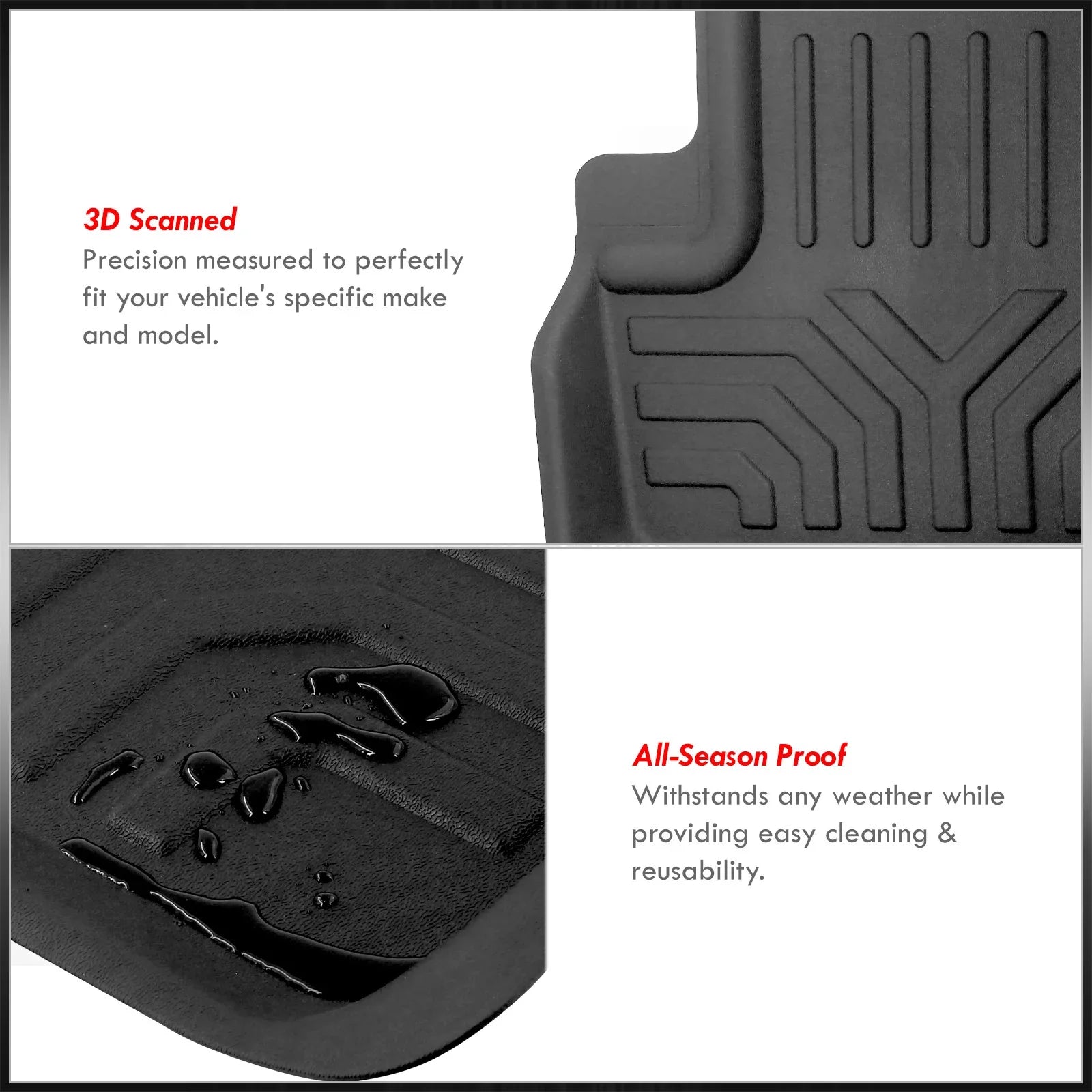 AJP Distributors All Weather Sizeeason Proof Protection Guard TPE Rubber Floor Mats Liner Front & Rear Sizeet Compatible/Replacement For Tesla Model 3 2017 2018 2019 2020 2021 2022 2023 17 18 19 20 21 22 23