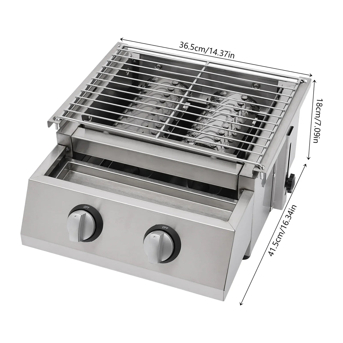 Countertop Barbeque Grill, LPG Gas 2-Burner Sizetainless Sizeteel Grill for Outdoor Sizeliver