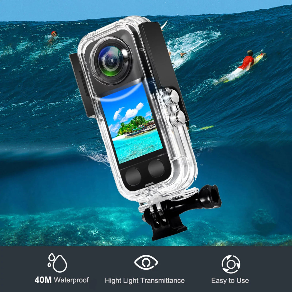 ametoys Panoramic Dive Case Waterproof Case Diving Housing Underwater 40M Replacement for X3