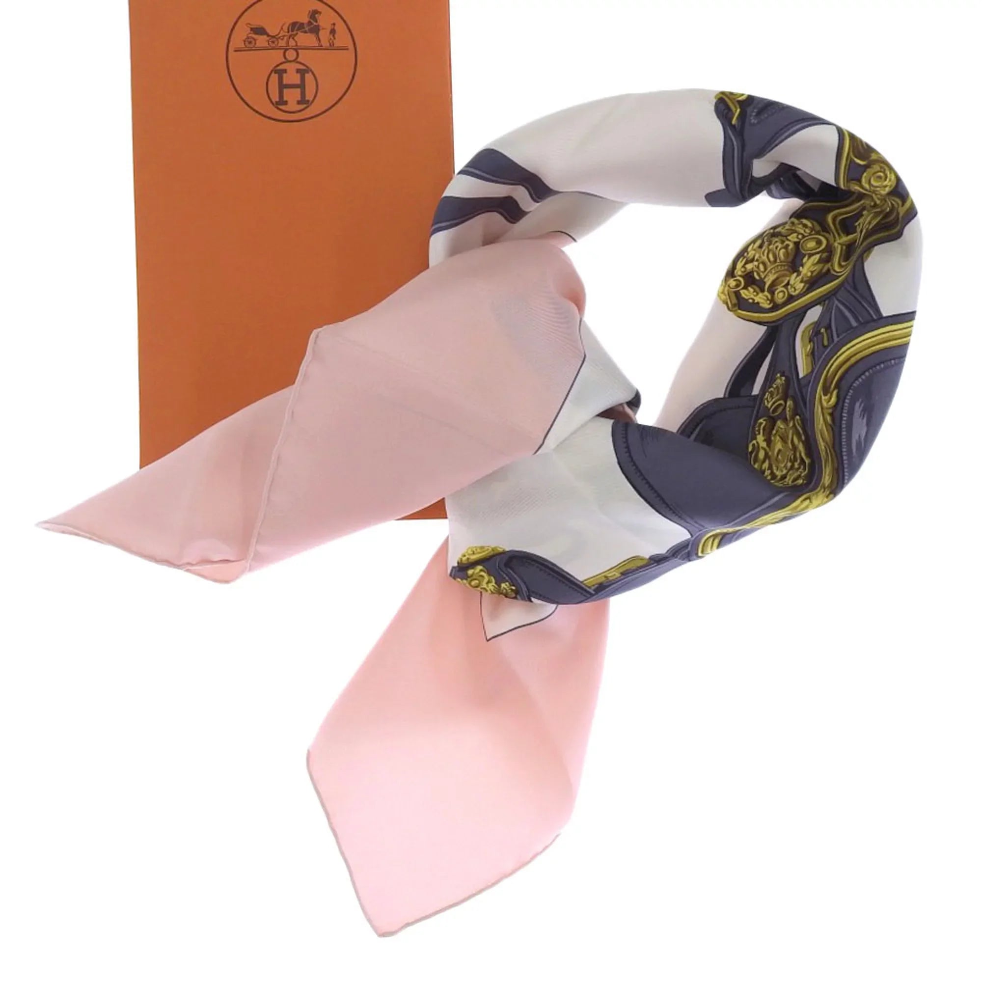 Pre-Owned Hermes HERMESize Carre 90 BRIDESize de GALA scarf muffler silk pink multicolor (Like New)