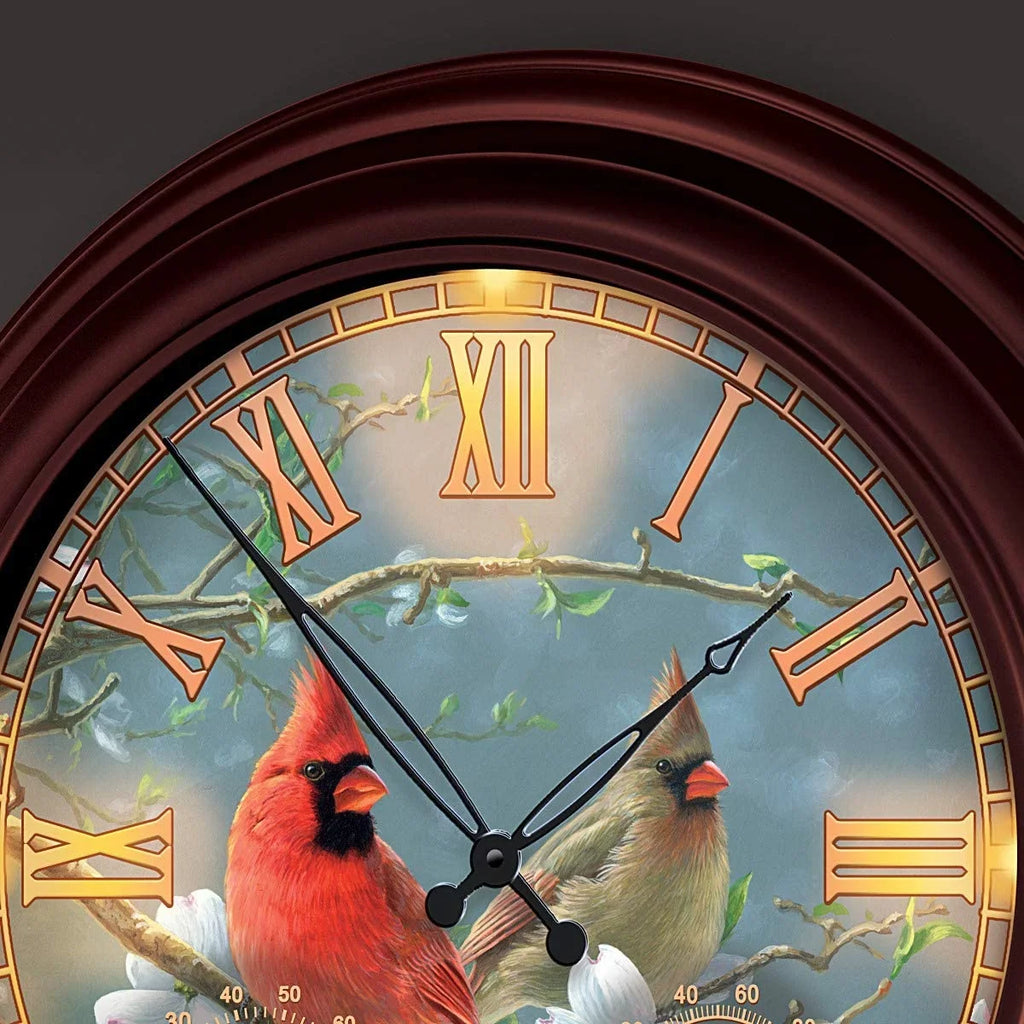 The Bradford Exchange Nature's Masterpiece Cardinal-Themed Illuminated Atomic Wall Clock by James Hautman