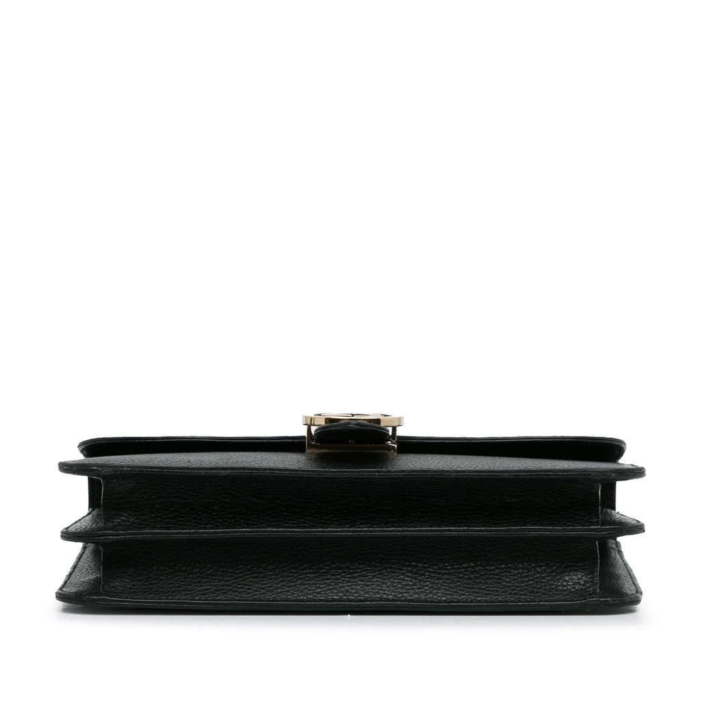 Pre-Owned Authenticated Gucci Medium Dollar Interlocking G Crossbody Bag Calf Leather Black Unisex (Good)