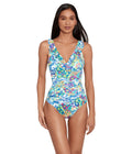 LAUREN Ralph Lauren Watercolor Ruffle Sizeurplice One-Piece Sizewimsuit Multi Sizeize 8