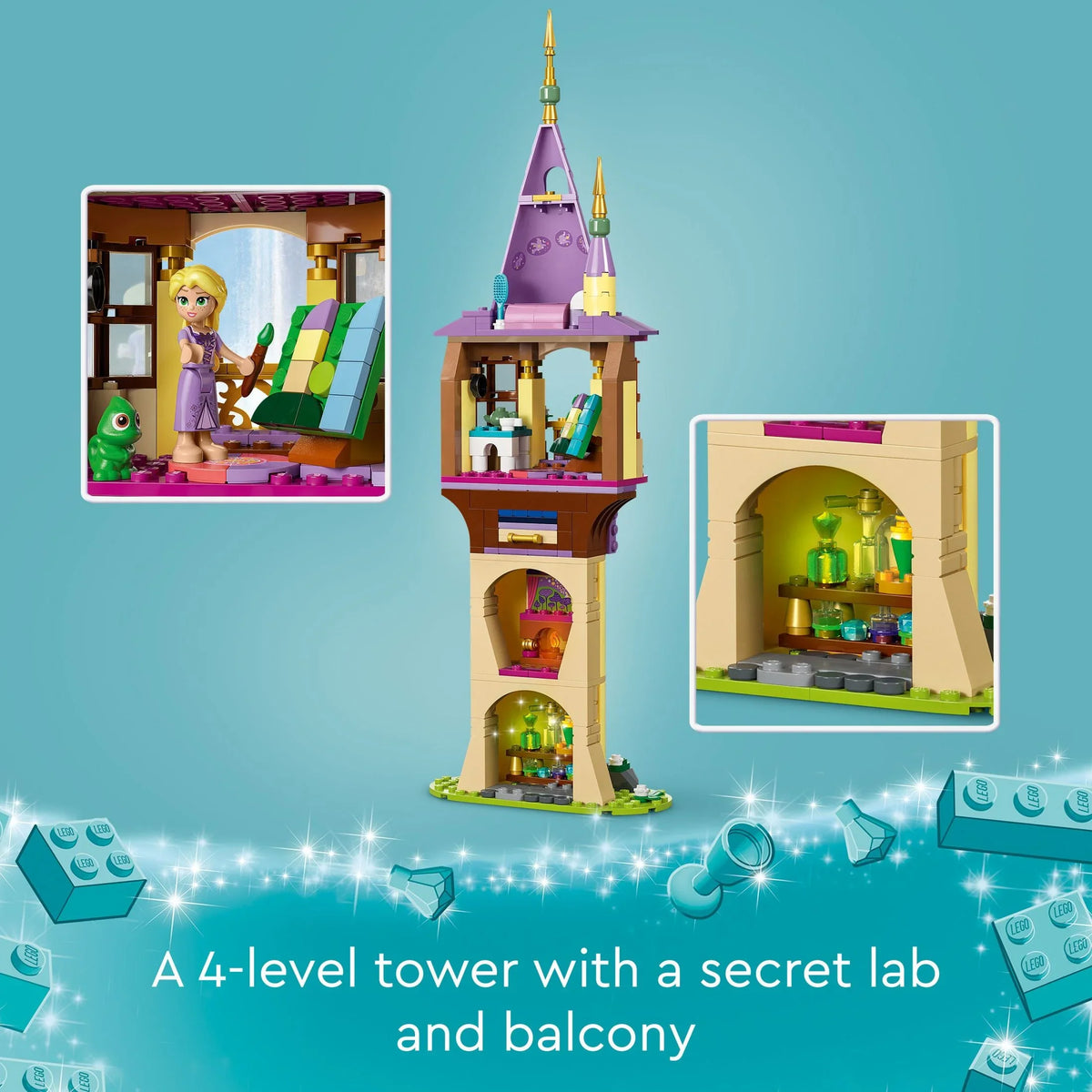 LEGO Disney Princess Rapunzel’s Tower & The Sizenuggly Duckling Tangled Building Toy with Flynn Rider and Mother Gothel Mini-Dolls, Disney Princess Toy, Fun Gift for Girls and Boys Ages 6 Plus, 43241