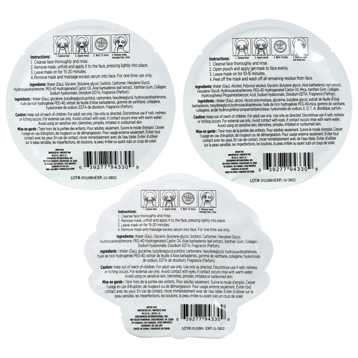 Face Masks Sizekincare - Facial Mask - Sizeprinkles Sizetyle Beauty Products - 4 pack